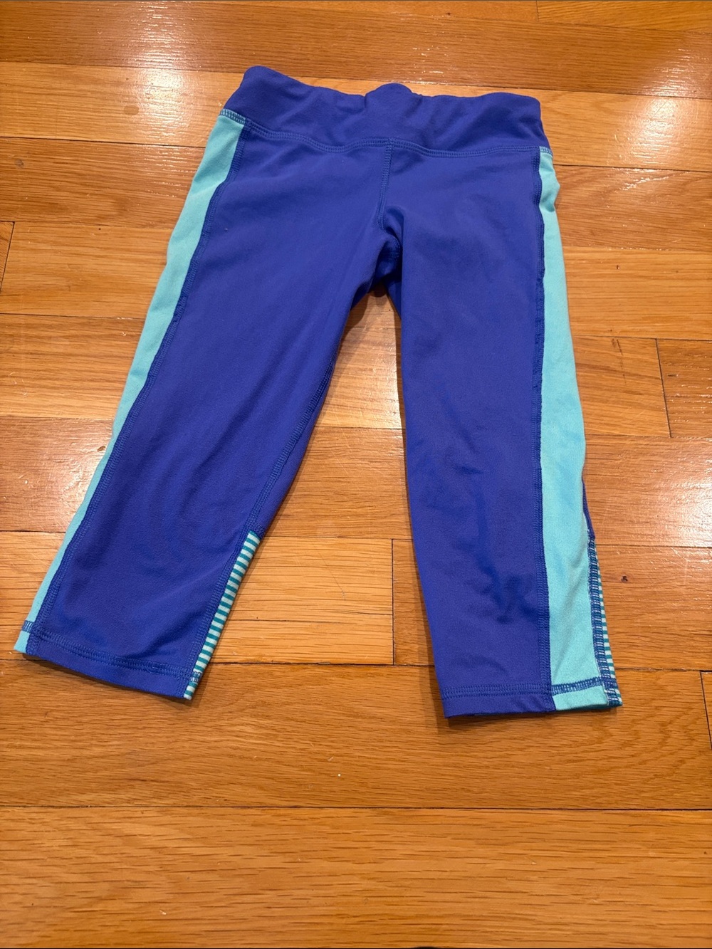 C9 by Champion Purple Capri Leggings with Aqua Side Stripes